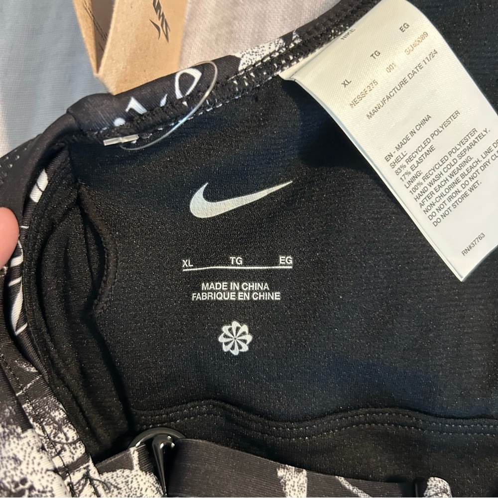 Nike Women's Swim Black and White Floral Bikini Top NWT size XL - Picture 6 of 10